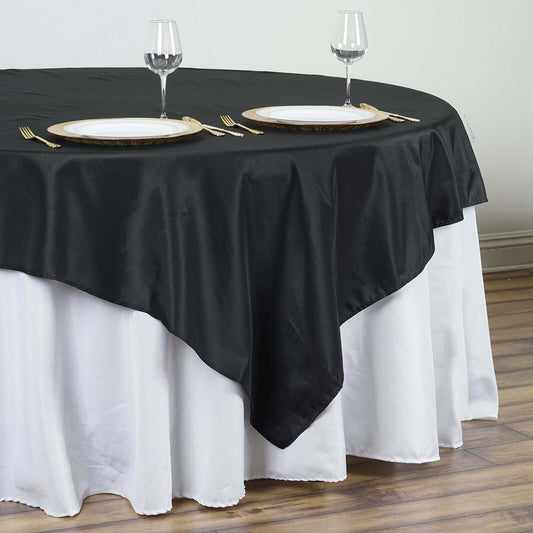 Polyester 90"x90" Table Overlay Square Tablecloth Black - Wrinkle - Resistant & Durable Table Cover for Events - NestOCart