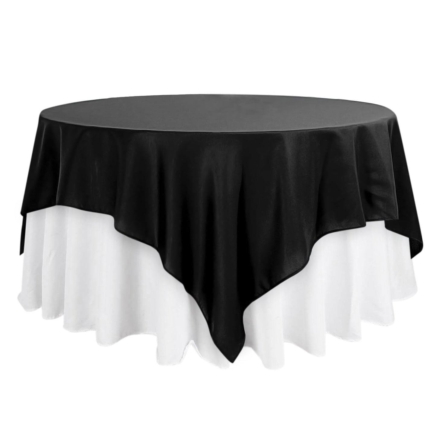 Polyester 90"x90" Table Overlay Square Tablecloth Black - Wrinkle - Resistant & Durable Table Cover for Events - NestOCart