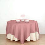 Polyester 90"x90" Table Overlay Square Tablecloth Dusty Rose - Wrinkle - Resistant & Durable Table Cover - Bell Racket Store