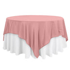 Polyester 90"x90" Table Overlay Square Tablecloth Dusty Rose - Wrinkle - Resistant & Durable Table Cover - Bell Racket Store