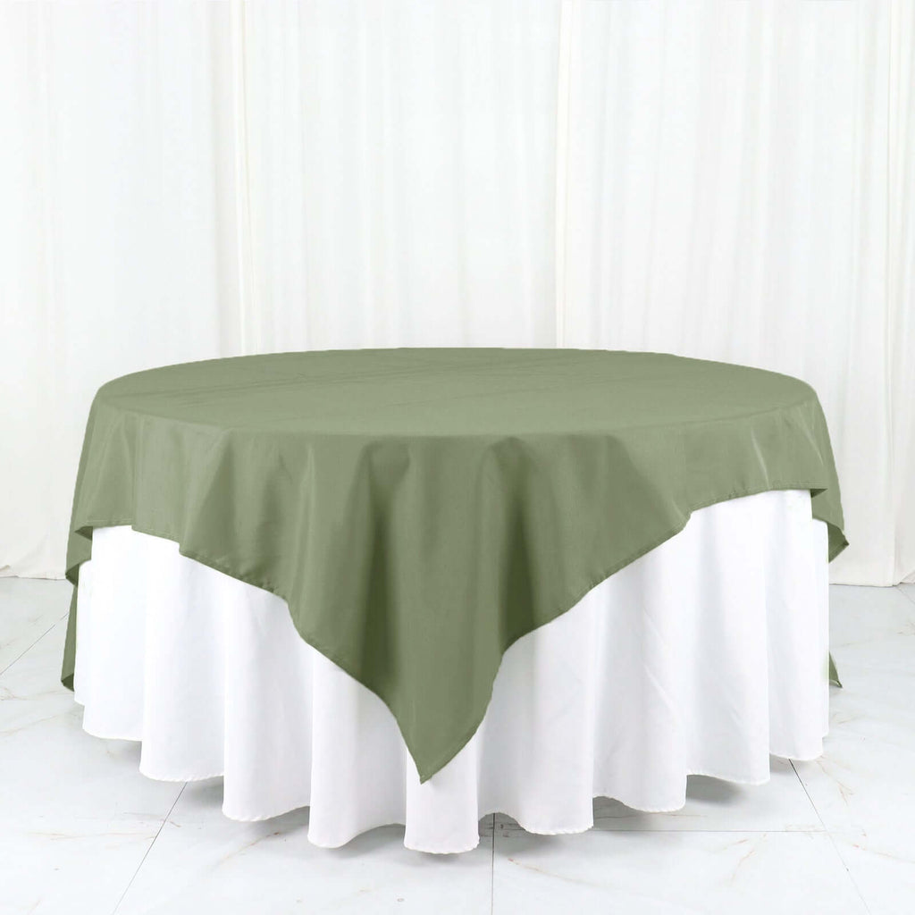 Polyester 90"x90" Table Overlay Square Tablecloth Dusty Sage Green - Wrinkle - Resistant & Durable Table Cover - Bell Racket Store