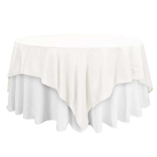 Polyester 90"x90" Table Overlay Square Tablecloth Ivory - Wrinkle - Resistant & Durable Table Cover - NestOCart