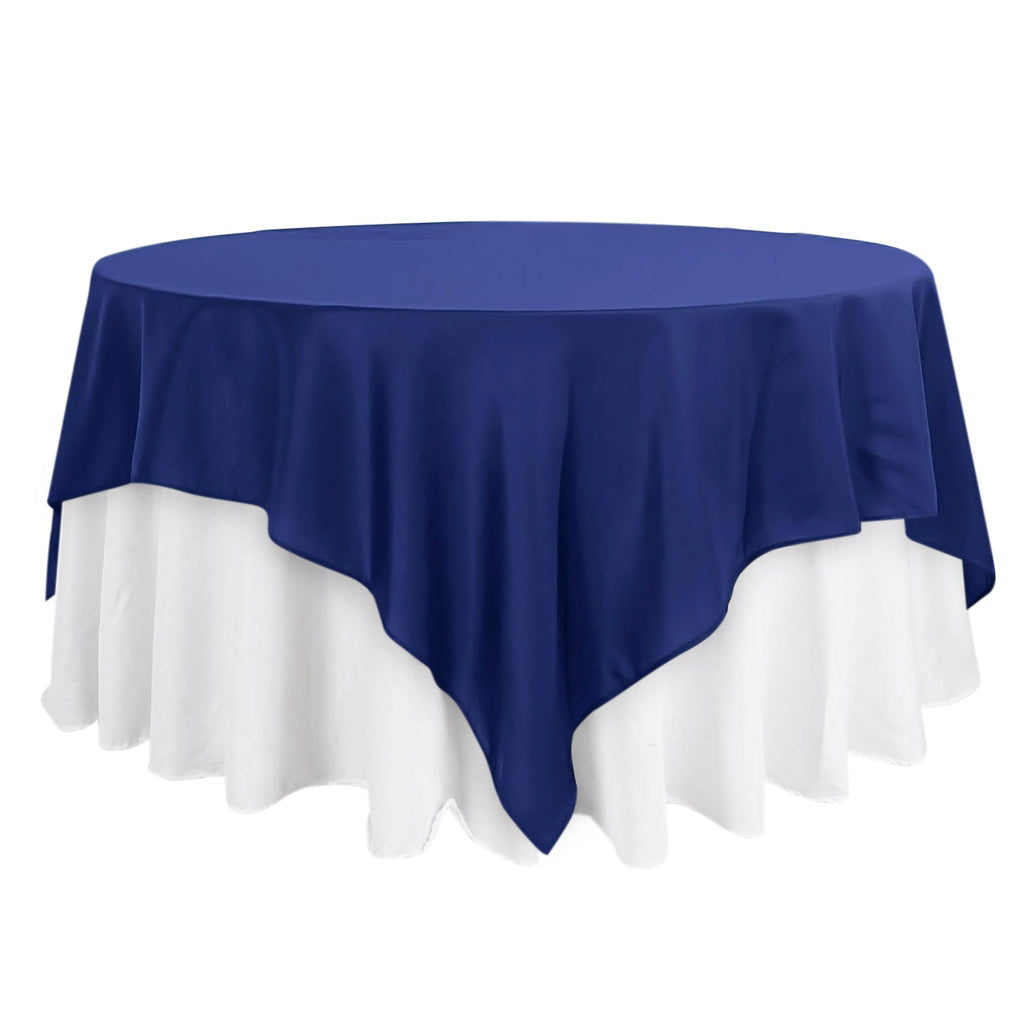 Polyester 90"x90" Table Overlay Square Tablecloth Navy Blue - Wrinkle-Resistant & Durable Table Cover