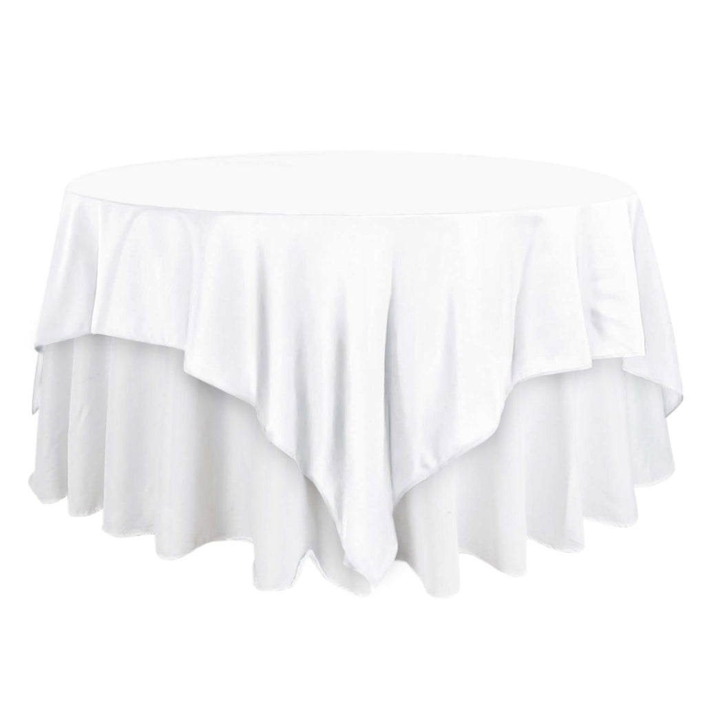 Polyester 90"x90" Table Overlay Square Tablecloth White - Wrinkle-Resistant & Durable Table Cover for Events
