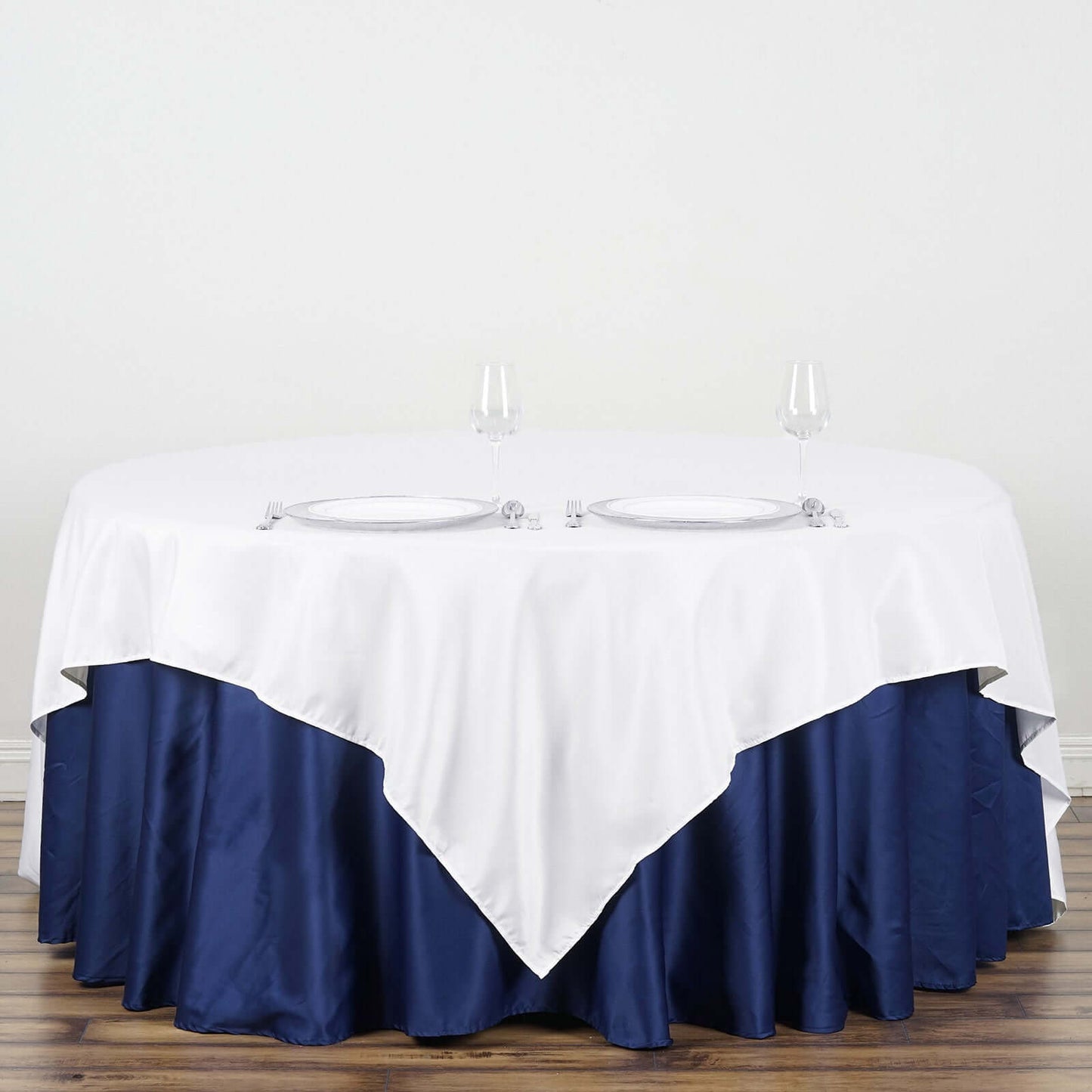 Polyester 90"x90" Table Overlay Square Tablecloth White - Wrinkle - Resistant & Durable Table Cover for Events - NestOCart