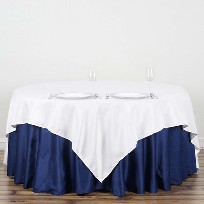 Polyester 90"x90" Table Overlay Square Tablecloth White - Wrinkle - Resistant & Durable Table Cover for Events - NestOCart