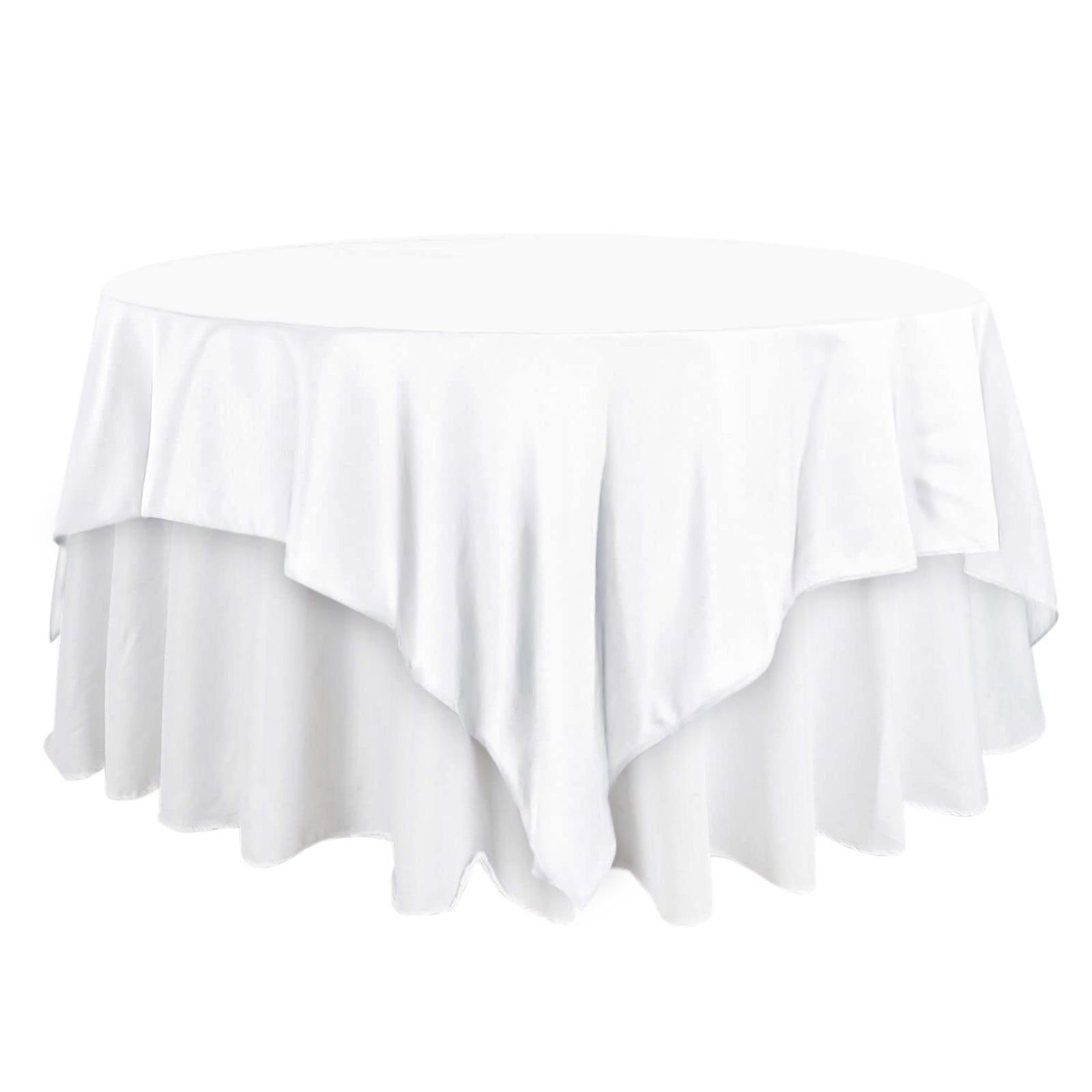 Polyester 90"x90" Table Overlay Square Tablecloth White - Wrinkle - Resistant & Durable Table Cover for Events - NestOCart