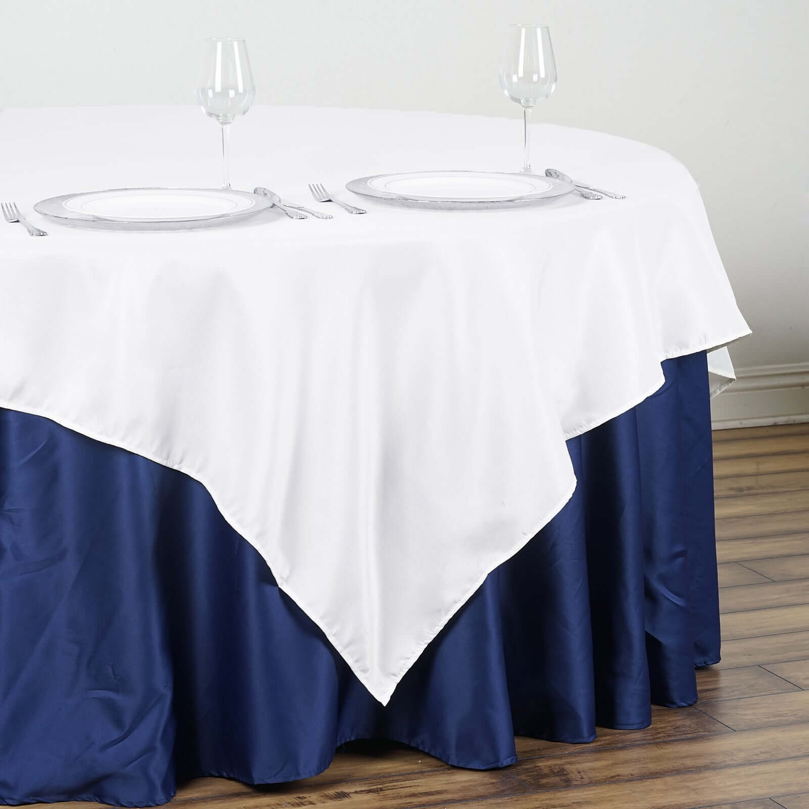 Polyester 90"x90" Table Overlay Square Tablecloth White - Wrinkle - Resistant & Durable Table Cover for Events - NestOCart