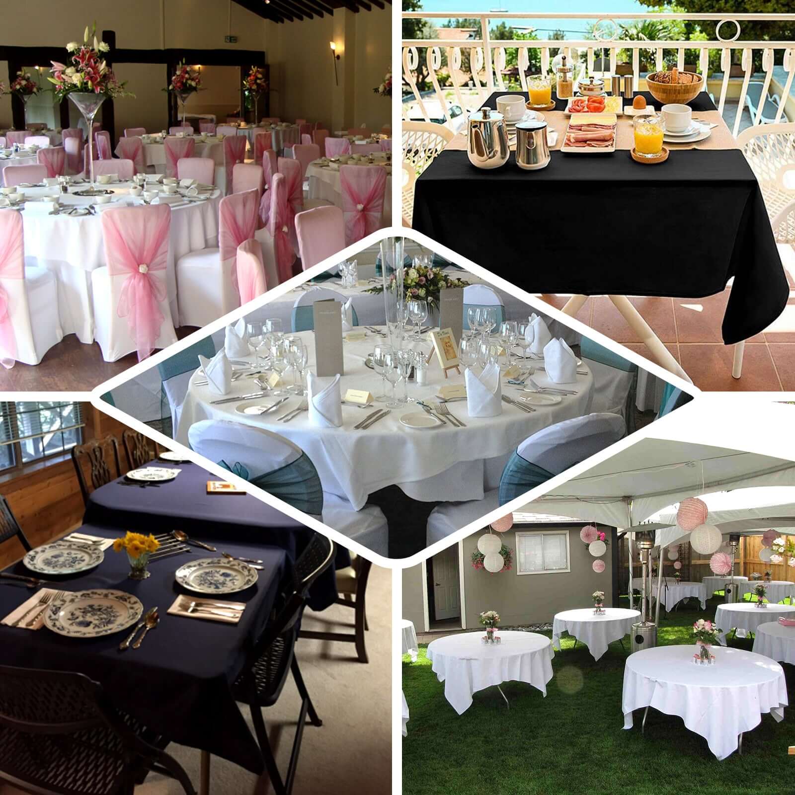 Polyester 90"x90" Table Overlay Square Tablecloth White - Wrinkle - Resistant & Durable Table Cover for Events - NestOCart