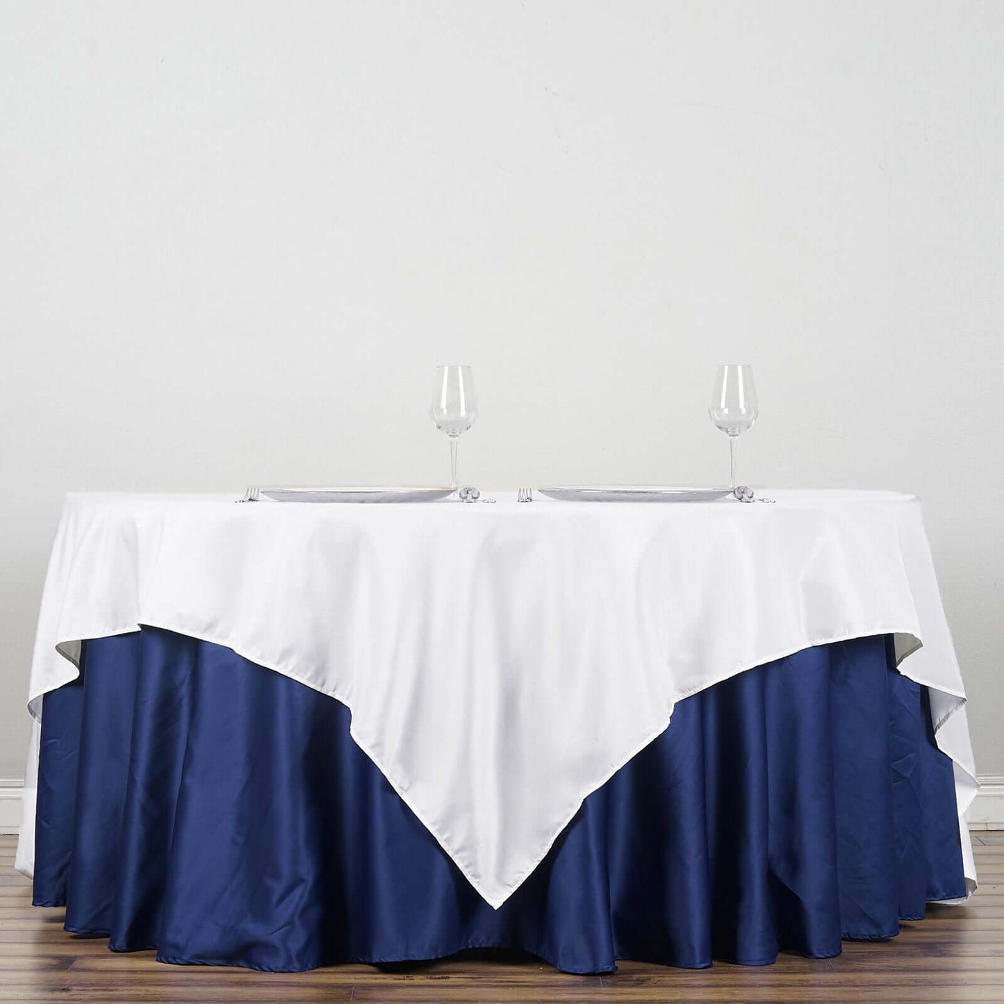Polyester 90"x90" Table Overlay Square Tablecloth White - Wrinkle - Resistant & Durable Table Cover for Events - NestOCart