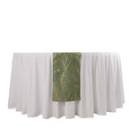 Polyester 9ft Table Runner Dusty Sage Green with Gold Foil Tree Branch Pattern - Stylish Table Linen - Bell Racket Store
