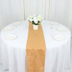 Polyester 9ft Table Runner Gold with Gold Foil Geometric Pattern - Modern & Stylish Table Decor - Bell Racket Store