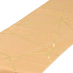 Polyester 9ft Table Runner Gold with Gold Foil Geometric Pattern - Modern & Stylish Table Decor - Bell Racket Store
