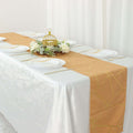 Polyester 9ft Table Runner Gold with Gold Foil Geometric Pattern - Modern & Stylish Table Decor - Bell Racket Store