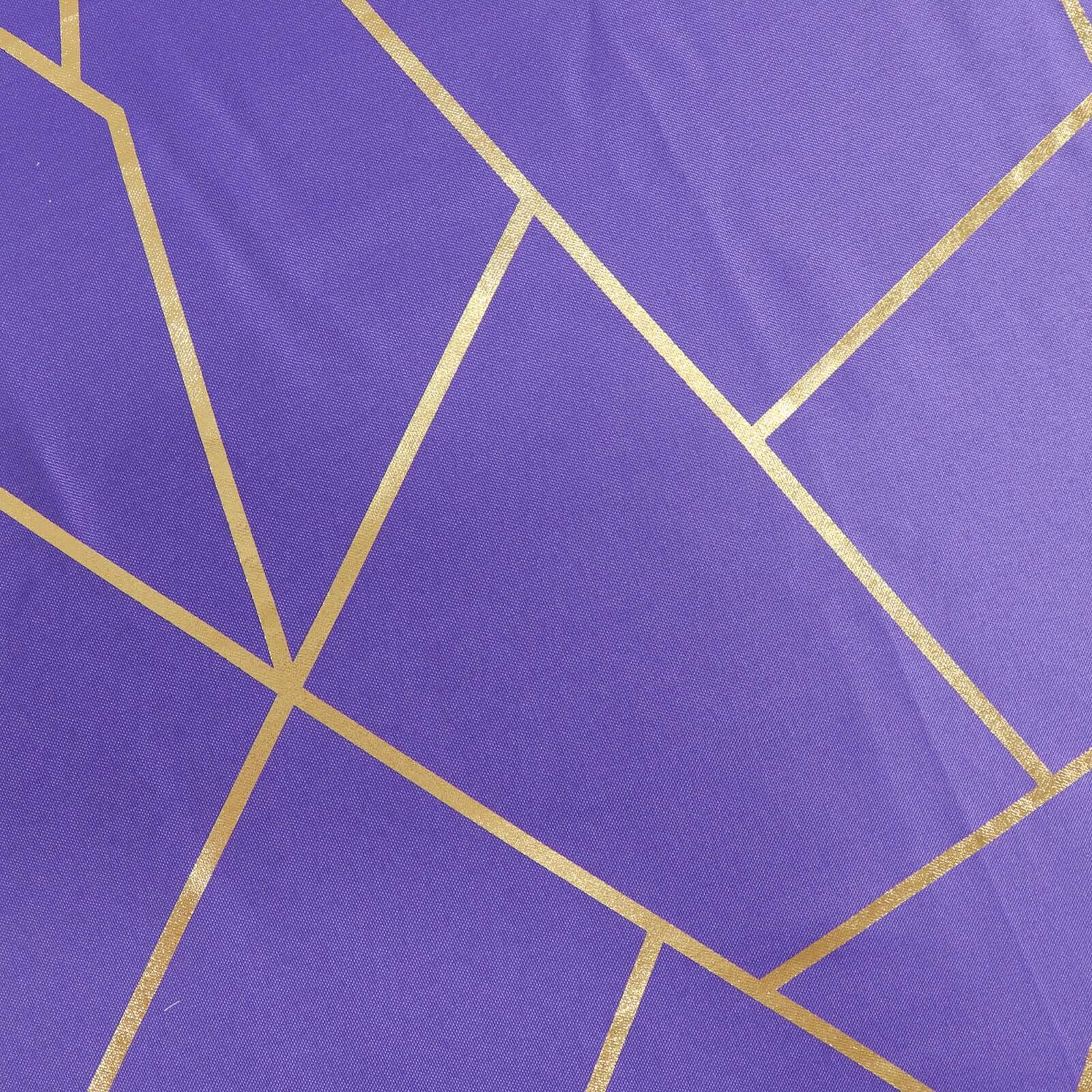Polyester 9ft Table Runner Purple with Gold Foil Modern Geometric Accent - Bell Racket Store