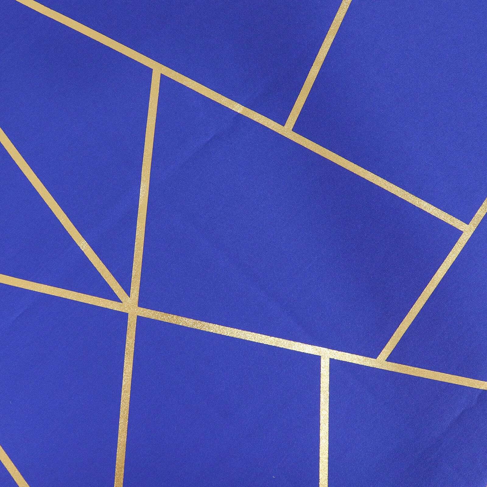 Polyester 9ft Table Runner Royal Blue with Gold Foil Modern Geometric Accent - Bell Racket Store