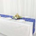 Polyester 9ft Table Runner Royal Blue with Gold Foil Modern Geometric Accent - Bell Racket Store