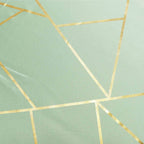 Polyester 9ft Table Runner Sage Green with Gold Foil Modern Geometric Accent - Bell Racket Store