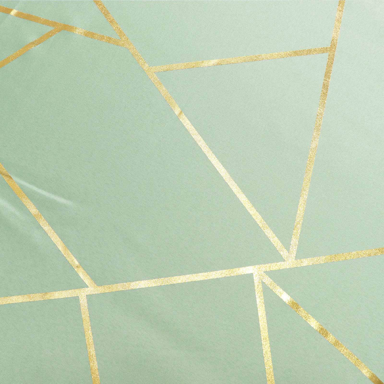 Polyester 9ft Table Runner Sage Green with Gold Foil Modern Geometric Accent - Bell Racket Store