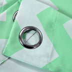 2 Pack White Mint Chevron Design Thermal Blackout Curtains With Chrome Grommet Window Treatment Panels - 52"x84"