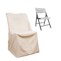 Polyester Chair Cover for Folding Lifetime Chairs Beige - Reusable Durable Slip-On Cover