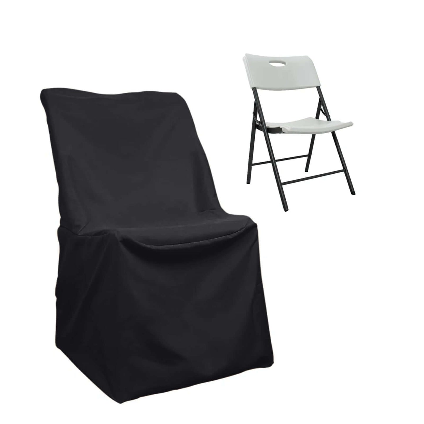 Polyester Chair Cover for Folding Lifetime Chairs Black - Reusable Durable Slip - On Cover - NestOCart