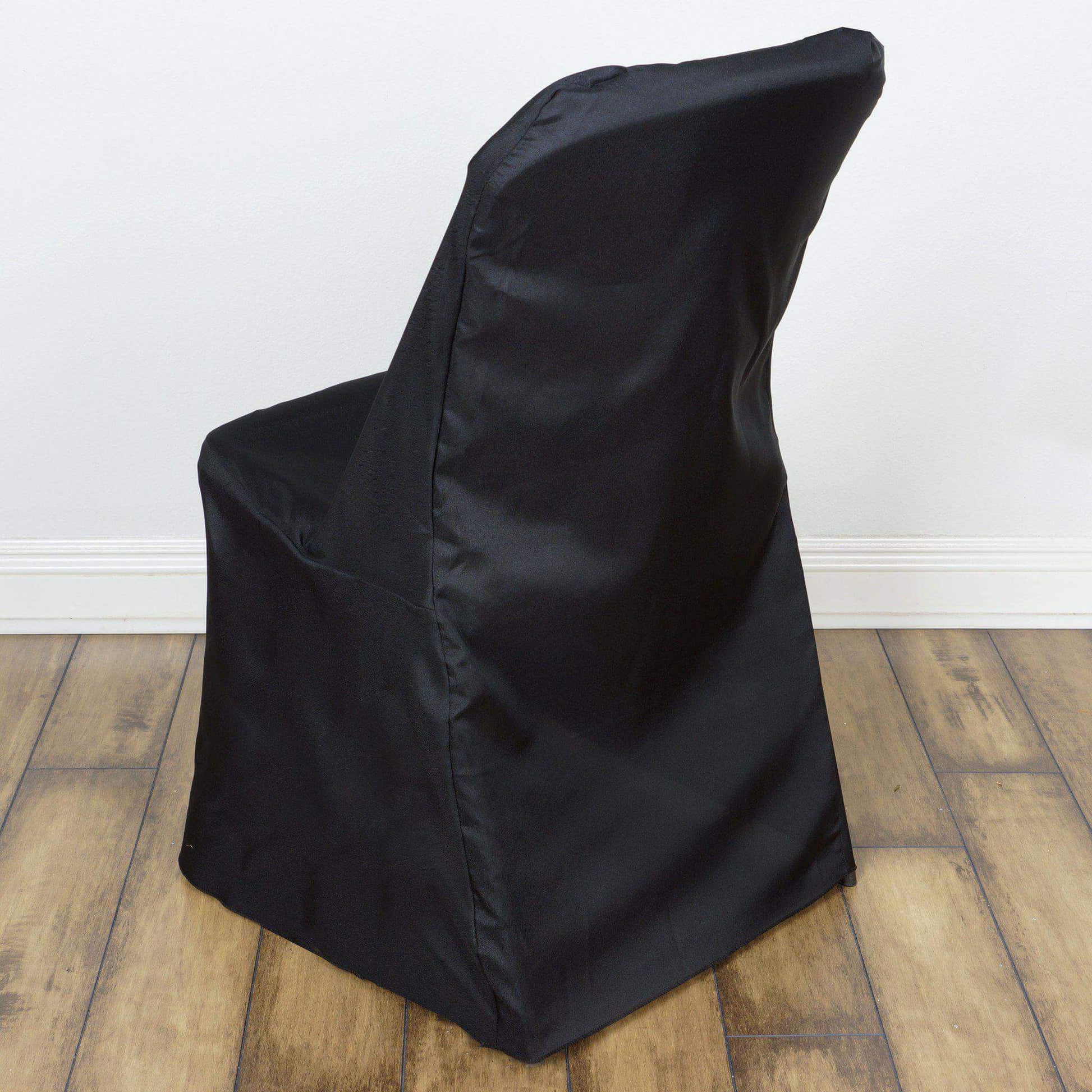 Polyester Chair Cover for Folding Lifetime Chairs Black - Reusable Durable Slip - On Cover - NestOCart