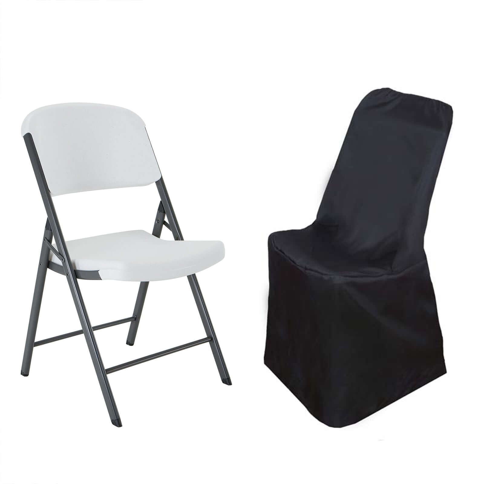 Polyester Chair Cover for Folding Lifetime Chairs Black - Reusable Durable Slip - On Cover - NestOCart
