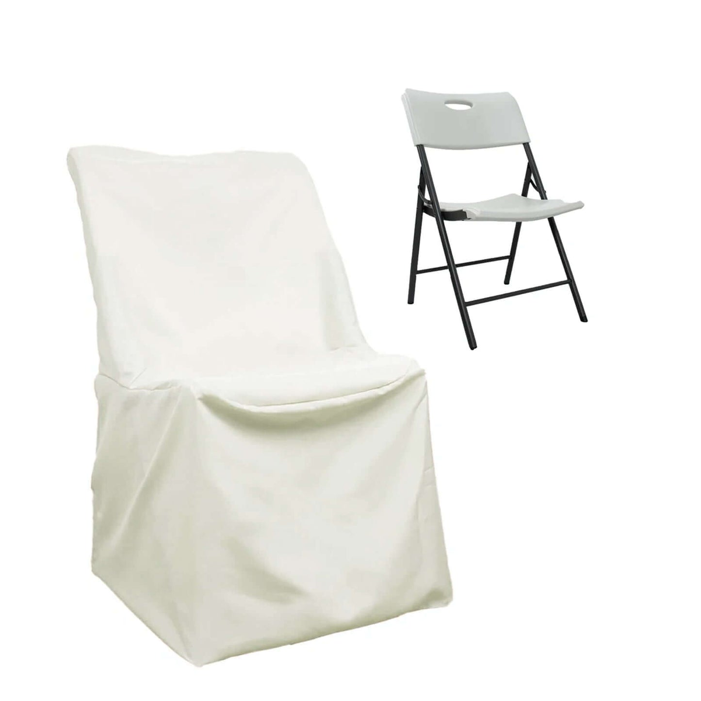 Polyester Chair Cover for Folding Lifetime Chairs Ivory - Reusable Durable Slip - On Cover - NestOCart