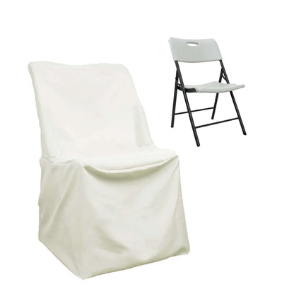 Polyester Chair Cover for Folding Lifetime Chairs Ivory - Reusable Durable Slip - On Cover - NestOCart