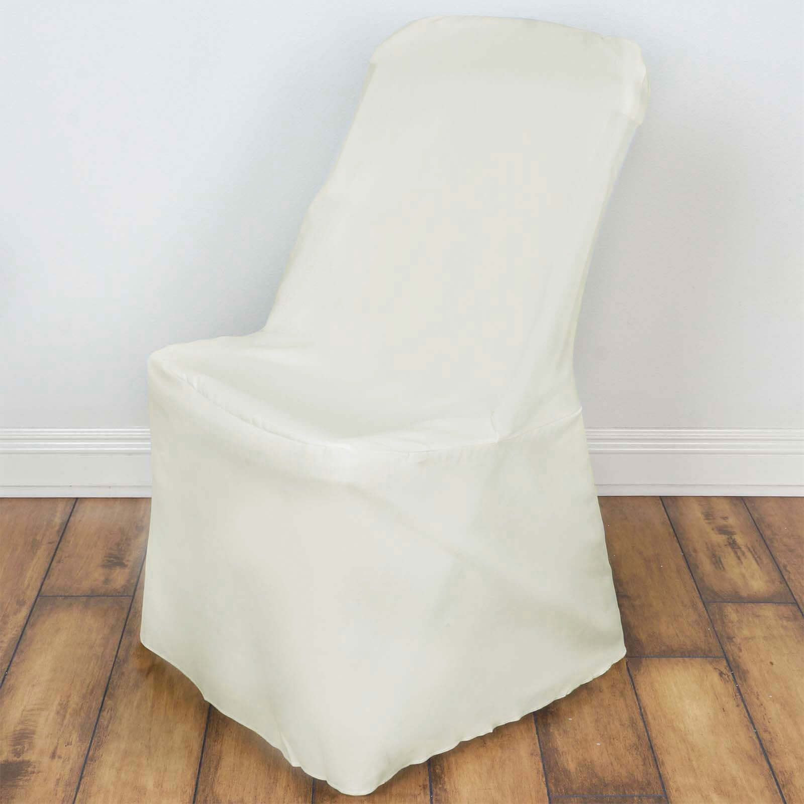 Polyester Chair Cover for Folding Lifetime Chairs Ivory - Reusable Durable Slip - On Cover - NestOCart