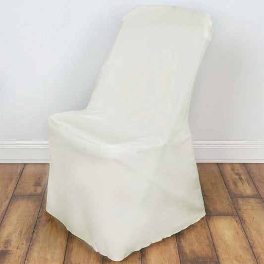 Polyester Chair Cover for Folding Lifetime Chairs Ivory - Reusable Durable Slip - On Cover - NestOCart