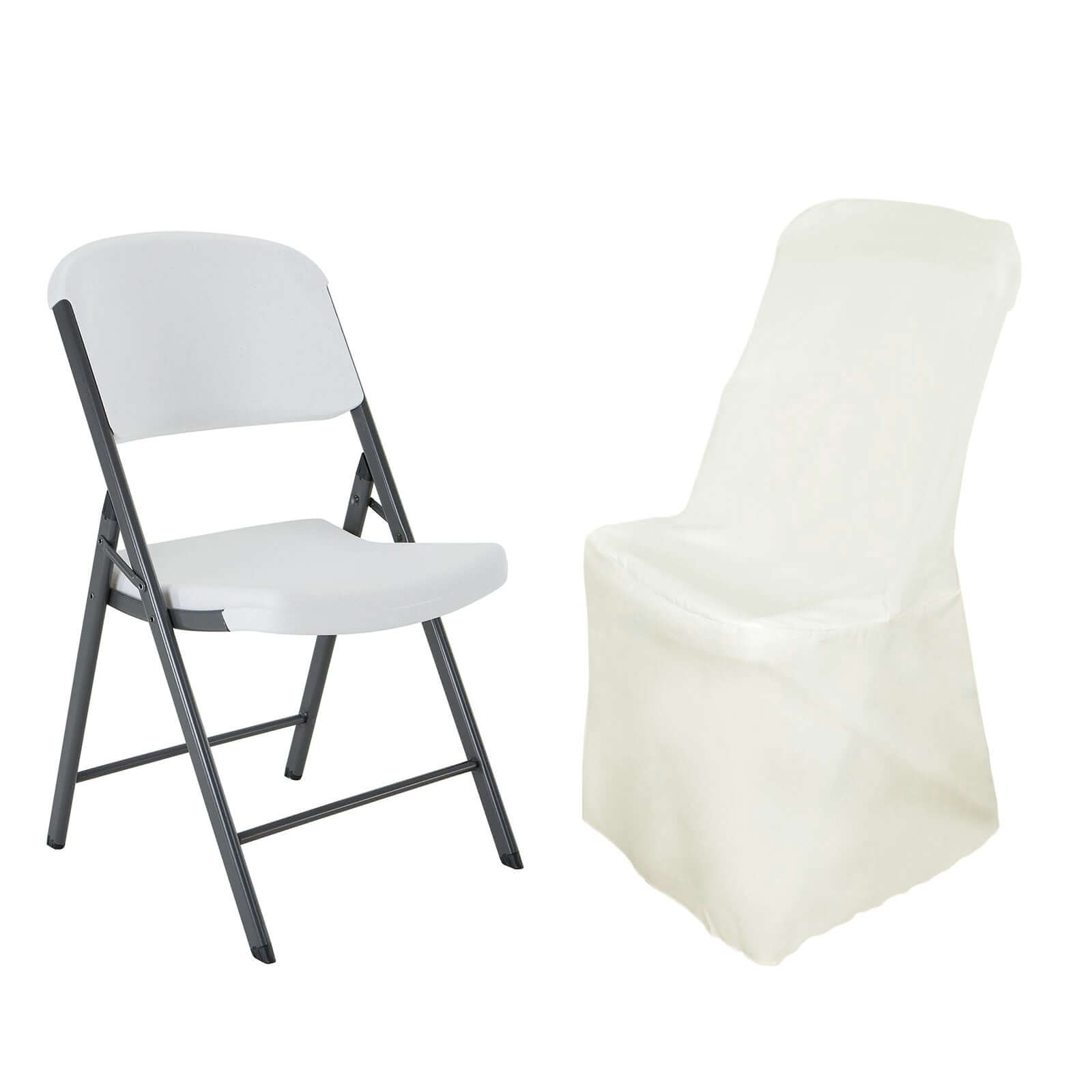 Polyester Chair Cover for Folding Lifetime Chairs Ivory - Reusable Durable Slip - On Cover - NestOCart