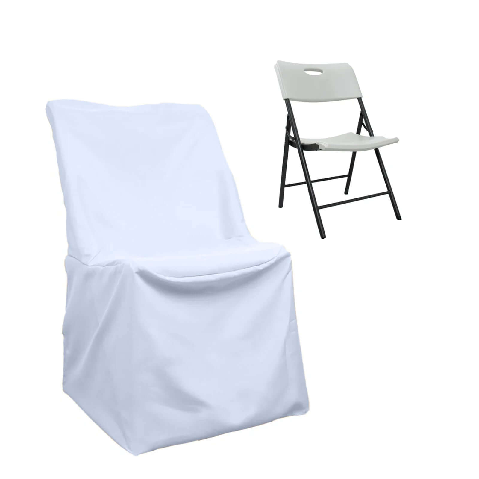 Polyester Chair Cover for Folding Lifetime Chairs White - Reusable Durable Slip-On Cover for Weddings & Gatherings