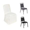 Polyester Chair Cover with Square Top for Banquet Chairs Ivory - Durable Reusable Slip-On Cover