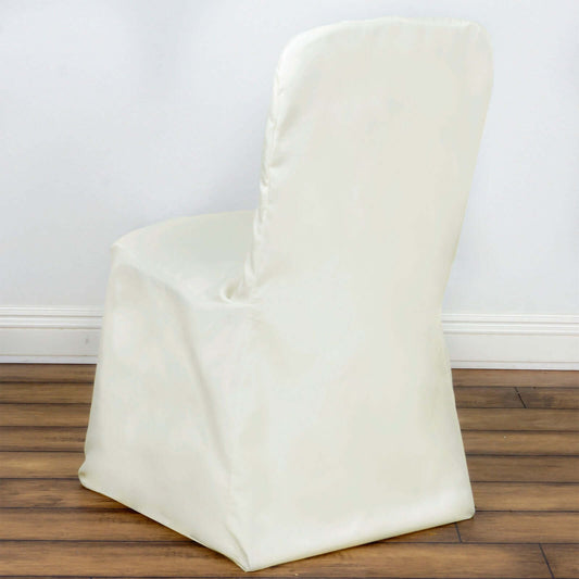 Polyester Chair Cover with Square Top for Banquet Chairs Ivory - Durable Reusable Slip - On Cover - NestOCart
