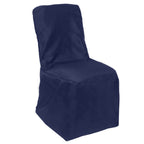 Polyester Chair Cover with Square Top for Banquet Chairs Navy Blue - Durable Reusable Slip - On Cover for Weddings & Parties - Bell Racket Store