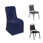 Polyester Chair Cover with Square Top for Banquet Chairs Navy Blue - Durable Reusable Slip - On Cover for Weddings & Parties - Bell Racket Store