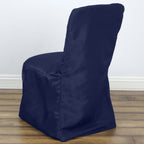 Polyester Chair Cover with Square Top for Banquet Chairs Navy Blue - Durable Reusable Slip - On Cover for Weddings & Parties - Bell Racket Store