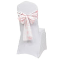 Polyester Chair Sashes White/Pink French Toile Floral Design - Wrinkle - Resistant & Durable Chair Bows 6"x108" - Bell Racket Store