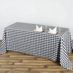 Polyester 90"x132" Rectangle Tablecloth White/Black - Seamless Checkered Buffalo Plaid Design for Farmhouse Celebrations