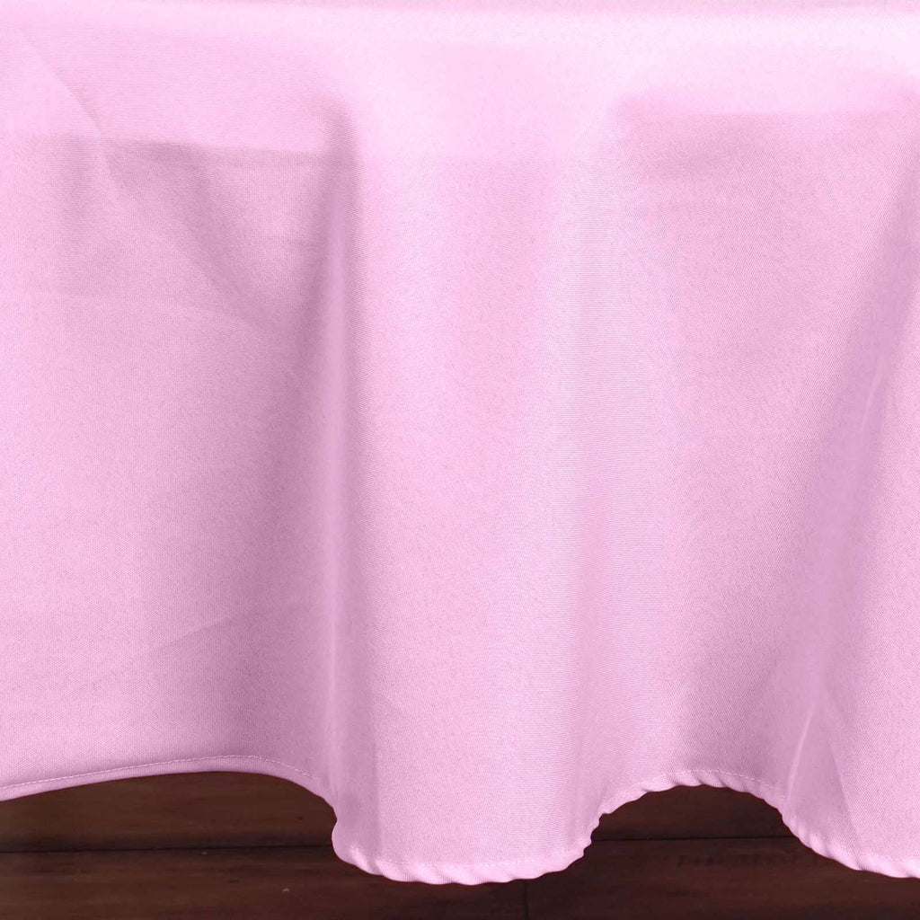 Polyester 90" Round Tablecloth Pink - Stain & Wrinkle-Resistant Table Cover