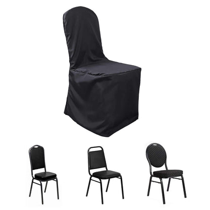 Polyester Slip On Banquet Chair Covers Black - Stain - Resistant Reusable Durable Fabric - NestOCart