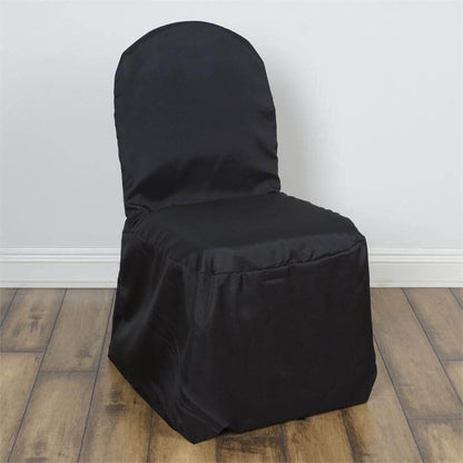 Polyester Slip On Banquet Chair Covers Black - Stain - Resistant Reusable Durable Fabric - NestOCart