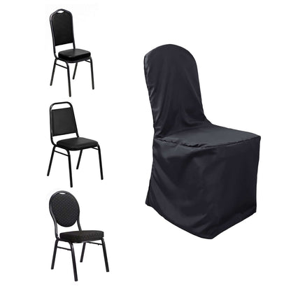 Polyester Slip On Banquet Chair Covers Black - Stain - Resistant Reusable Durable Fabric - NestOCart