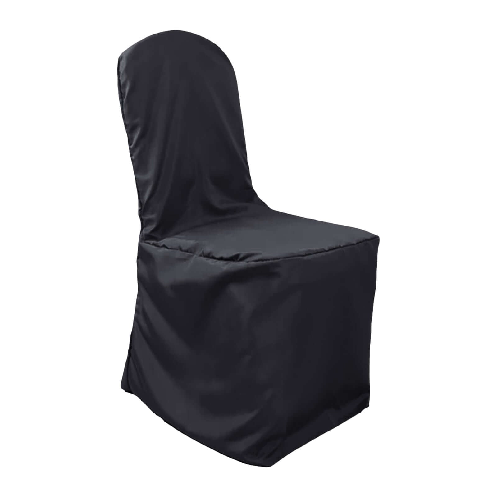 Polyester Slip On Banquet Chair Covers Black - Stain - Resistant Reusable Durable Fabric - NestOCart
