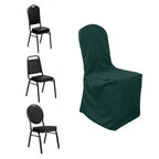 Polyester Slip On Banquet Chair Covers Hunter Emerald Green - Stain-Resistant Reusable Durable Fabric
