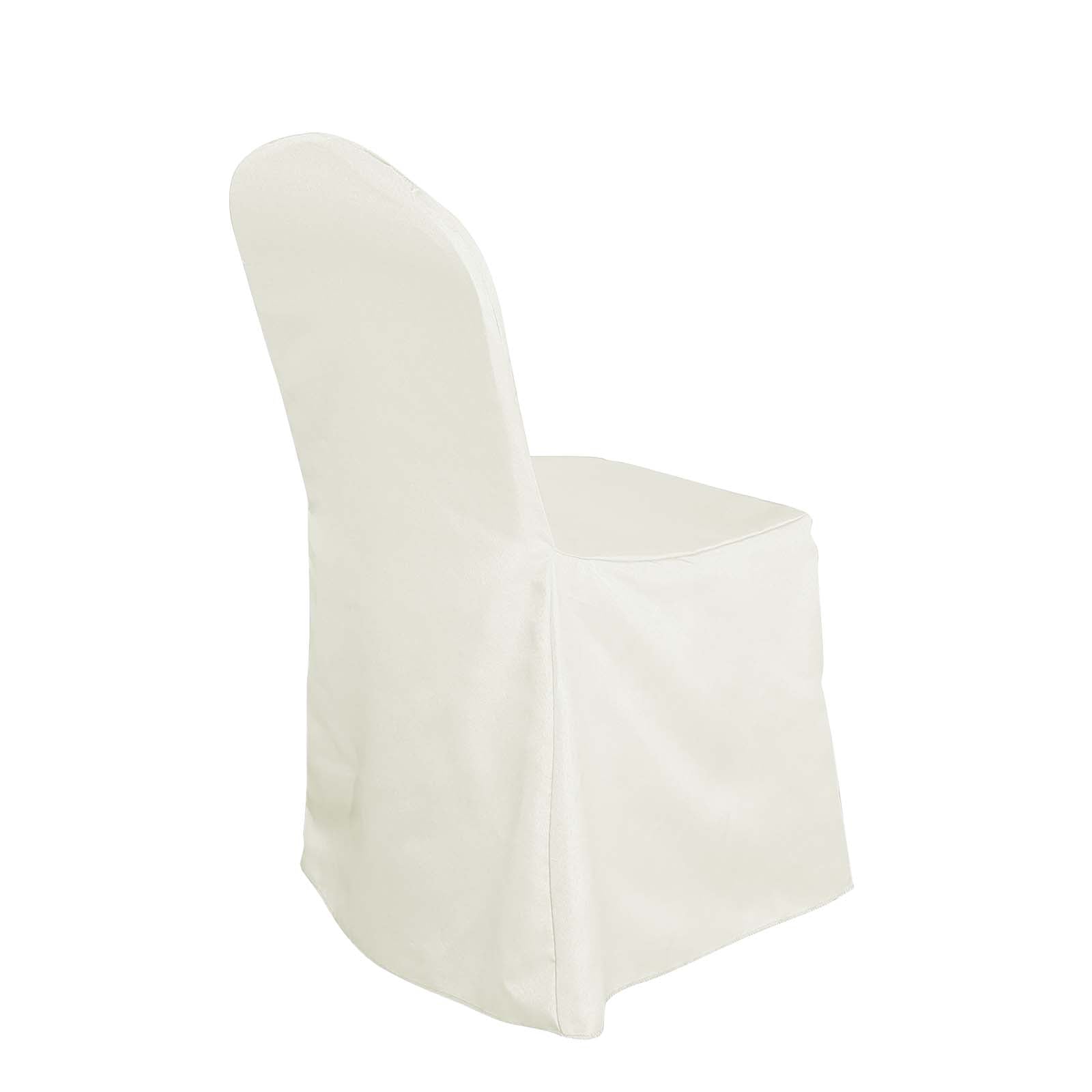 Polyester Slip On Banquet Chair Covers Ivory - Stain - Resistant Reusable Durable Fabric - NestOCart