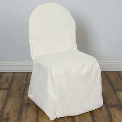 Polyester Slip On Banquet Chair Covers Ivory - Stain - Resistant Reusable Durable Fabric - NestOCart