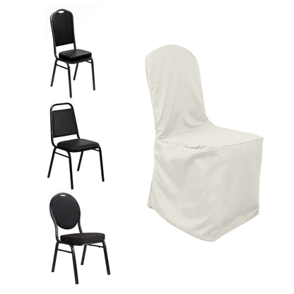 Polyester Slip On Banquet Chair Covers Ivory - Stain - Resistant Reusable Durable Fabric - NestOCart